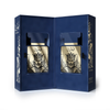 This image displays the Qamarain For Him set, featuring two bottles housed within a sophisticated, deep blue presentation box.