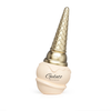 A studio shot of the 100ml perfume bottle, uniquely shaped like an ice cream cone with a golden cone topper and a cream-colored base.