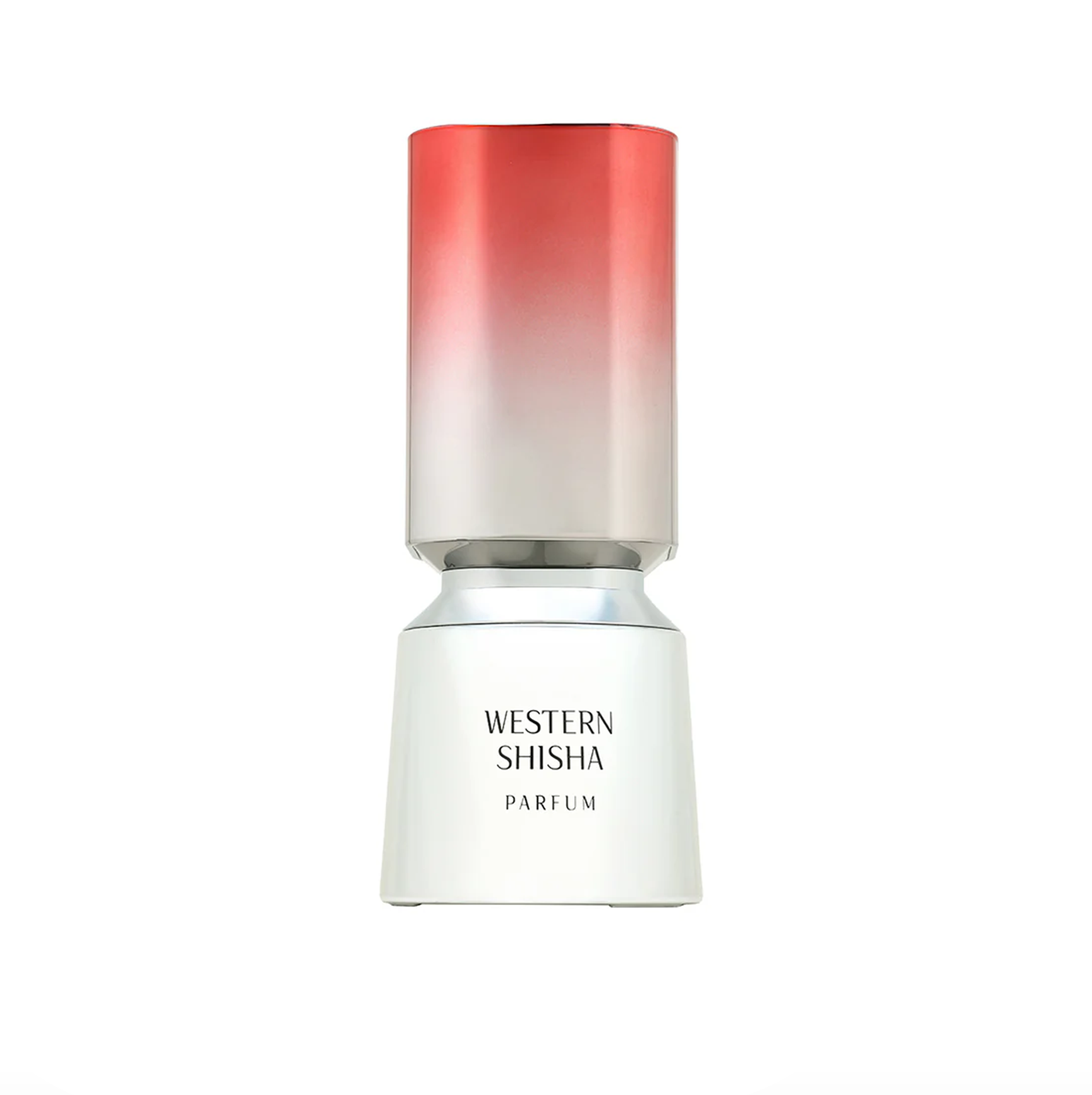 Provides a clean studio view of the SHISHA WESTERN bottle, highlighting its unique dual-tone silhouette.